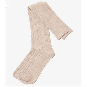Pudus Beige Sweater Socks Over the Knee Shoe Size 6-10 Cozy Cabin